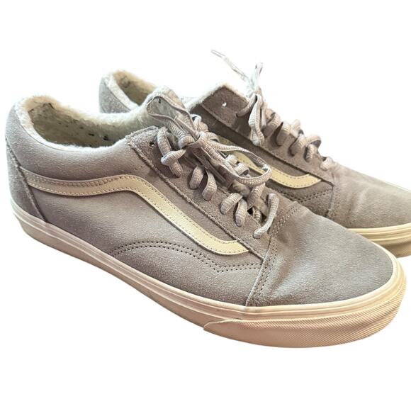 Vans Old Skool Sherpa Lined Suede Sneakers Gray Beige Men’s 10.5 - Picture 1 of 6